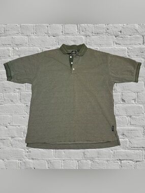 Dockers Olive Green Striped Short-Sleeve Classic Fit Polo in Men’s Size Large